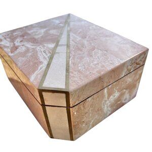 MAITLAND SMITH PINK MARBLE TESSELLATED ART DECO INSPIRED LINED BOX